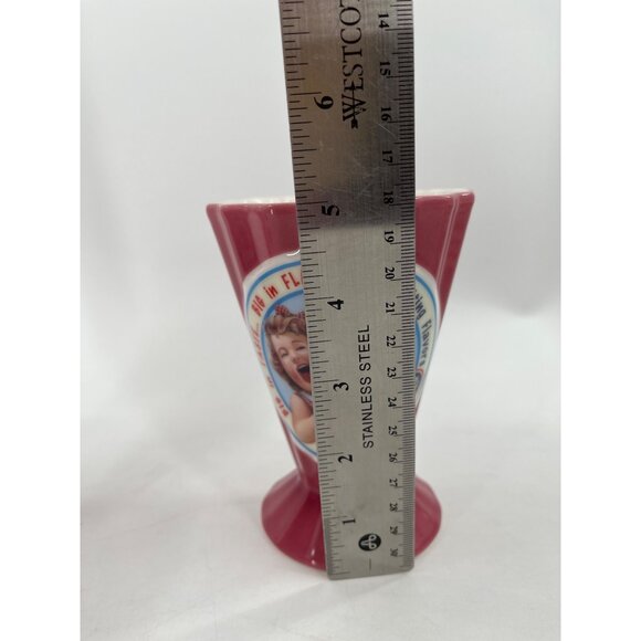 Villeroy Boch Ice Cream Sundae Glasses 1748 Pink/Red Rippled Edge Design RARE - Picture 4 of 5